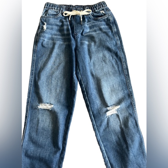 AERIE EASY DENIM Drawstring + Elastic Waist Distressed Jeans Women’s XS 28x28 - Picture 4 of 8